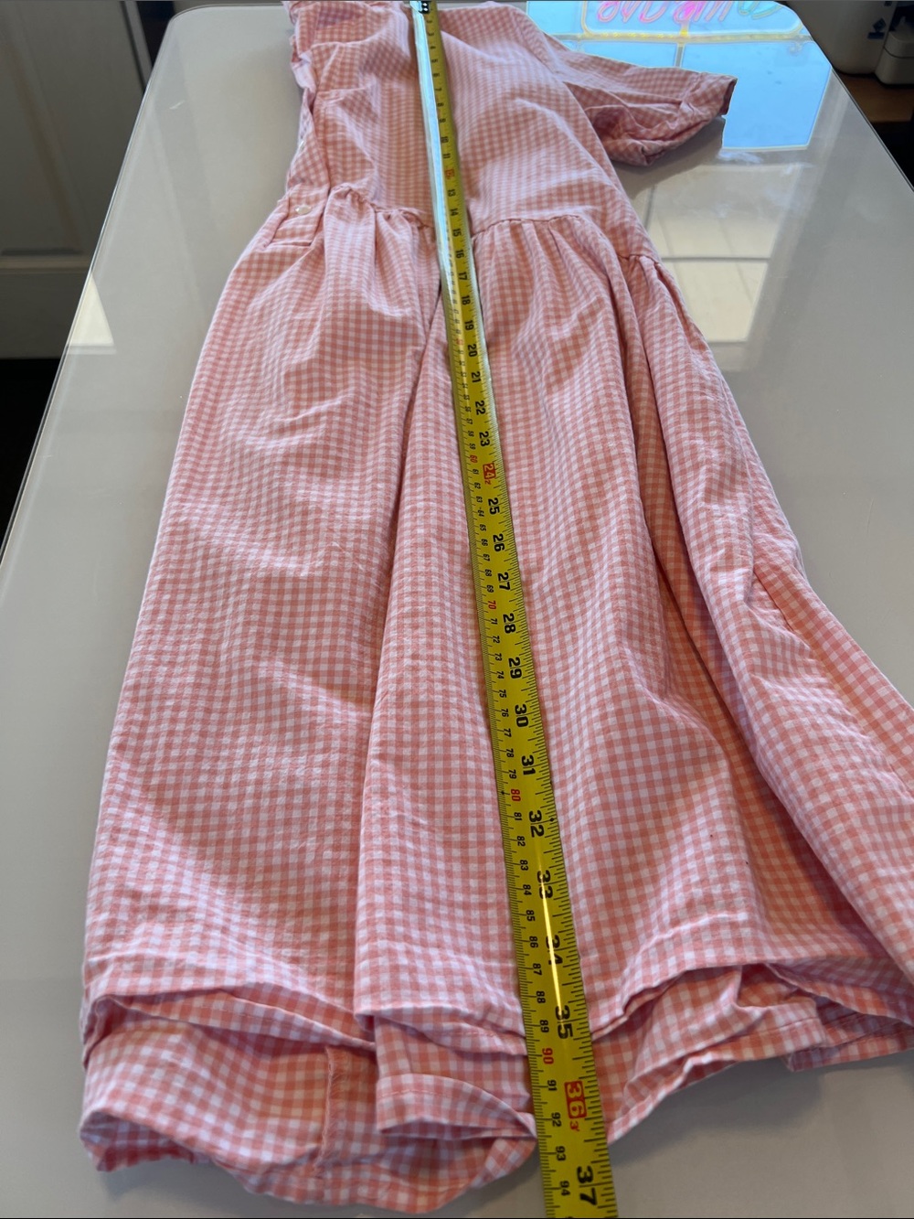 Pink Gingham Short Sleeve Farm Dress with pockets large cottagecore - Picture 7 of 8